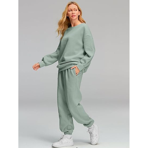 Women's Heavyweight Cotton Fleece Hoodie Set Casual Streetwear Clothing Manufacturer - Product Image 4