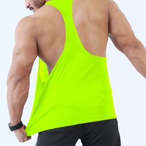 Men's <b>Neon</b> Green Sleeveless Tank <b>Top</b> Quick Dry Sporty Fit Gym Workout <b>Vest</b> Solid Color O-Neck Knitted Polyester - Product Image 4