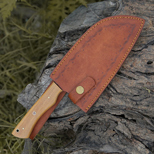 Handmade Forged Damascus Cleaver <b>Knife</b> Leather Sheath <b>Kitchen</b> Meat Chopper Wooden Handle Ambidextrous Vintage Wholesale US/EU - Product Image 6