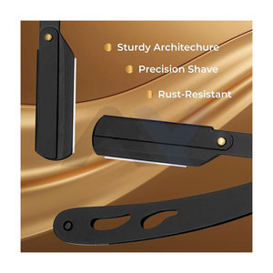 Traditional Straight Edge Razor Black Single Blade Barber Razor Classic Stainless Steel <b>Shaver</b> Shaving Smooth Precise Clean - Product Image 2