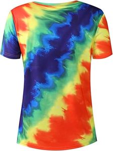 Camiseta Informal de Algodón 100% con Cuello Redondo y Manga Corta, Diseño Único y Popular, Personalizada con Técnica Tie Dye, para Mujer, Fabricada en Pakistán - Product Image 3