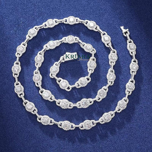 Collar de Plata S925 con Moissanita para Mujer, Corte Brillante Redondo, Cadena de Eslabones, Chapado en Rodio, Joyería de Lujo para Fiestas - Product Image 3