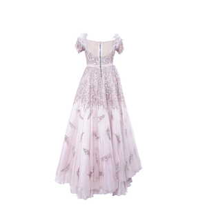 Elegant Pink <b>Sequin</b> Off Shoulder | Evening Gown | Women A Line Tulle Maxi Dress | Wedding Party Wear Designer Formal Dress 2026. - Product Image 2