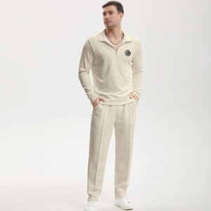 Ensemble de survêtement unisexe moderne de qualité supérieure, respirant, 2 pièces, avec polo à manches longues et pantalon de jogging, pour un style décontracté et confortable. - Product Image 5