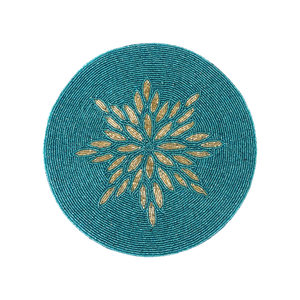 Set de table en verre perlé de luxe |   Nappe ronde en feuille d'or turquoise pour salle à manger, cuisine, restaurant, hôtel, mariage, décoration de la maison - Product Image 3