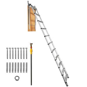 Échelle télescopique pour grenier de 28 pi x 12 pi, capacité de 350 lb, 39,37 po x 23,6 po, en aluminium, légère, portable, multi-usage, échelle extensible - Product Image 1