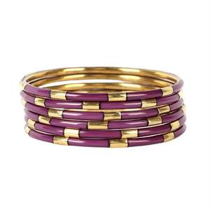 Ensemble de bracelets en laiton plaqué fait main de bonne qualité, avec impression émail couleur et design personnalisé, inspiré des icônes, comprenant quatre bracelets en résine, tendance - Product Image 4