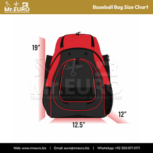 กระเป๋าใส่ไม้เบสบอลโพลีเอสเตอร์สีแดงดำ ยี่ห้อ Mr. Euro Custom Logo & Label  แบบหลายช่องใส่ของ  กระเป๋าเป้สะพายหลังสำหรับกีฬา ผลิตในประเทศปากีสถาน - Product Image 5
