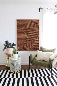 Panneau mural en bois géométrique moderne, décoration murale en bois artisanale pour salon, chambre et décoration intérieure - Product Image 1