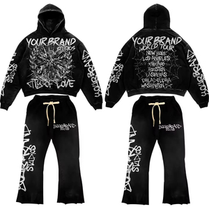 Custom <b>Y2K</b> Streetwear Men's 100% Cotton Breathable Eco-Friendly Graphic Hoodie T-Shirt Baggy Sweatpants Shorts <b>Vintage</b> Clothing - Product Image 1