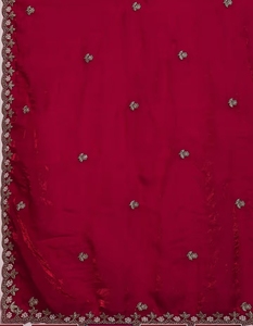 KV Women's Silk <b>Satin</b> Pink Embellished Modern Designer Saree with Unstitched <b>Blouse</b> for Party - Product Image 6