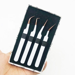 Extensión de pestañas postizas puntiagudas con logotipo personalizado hecho a mano de acero inoxidable blanco rosa profesional más vendido - Product Image 1