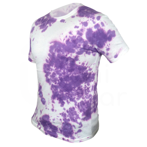 เสื้อยืดแขนสั้นผู้ชาย คอกลม ลายมัดย้อม ทรงลำลอง สีม่วงขาว - Product Image 1