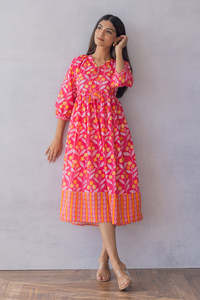 Robe maxi en coton rose et orange pour femmes - Product Image 6