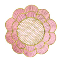 Sous-plats et assiettes de présentation en rotin festonné vert, conformes aux normes OEM, provenant d'une usine vietnamienne, pour ensemble de table à manger (sets de tapis et de sous-plats)