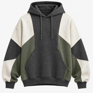 Sudadera con Capucha para Hombre, Corte y Confección Personalizados, Estilo Urbano Holgado con Secciones en Contraste para Ropa de Marca Privada - Product Image 1