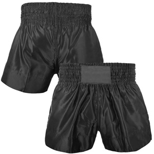 Custom Embroidery Garment-Dyed Solid Breathable 100% Polyester Silk Casual Fitness Muay Thai Cross-Training Shorts for Men - Product Image 2