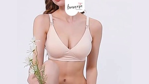 Sujetador de lactancia inalámbrico sin costuras Bmama Grey, sujetador de maternidad push-up para copas A y B pequeñas, con relleno extraíble. - Product Image 6