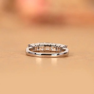 Emerald Cut Diamond Band Solid Gold Lab Grown <b>Half</b> Eternity Ring <b>Step</b> Cut Wedding Band Anniversary Stacking Ring - Product Image 2