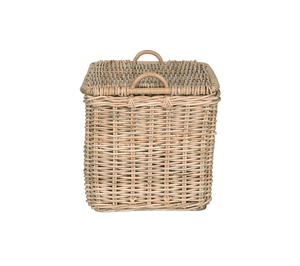 Cesta de Almacenamiento Multifuncional Rectangular Rústica de Ratán Natural Tejido con Tapa y Asas, Bandejas Decorativas, Paquete Individual, Floral - Product Image 3