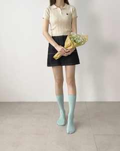 Chaussettes hautes pour femmes, unies, respirantes, en fibre de rayonne de qualité supérieure, tricotées, pour usage quotidien, style classique, saison printemps - Product Image 5