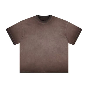 Camiseta Larga Vintage con Lavado Ácido al por Mayor para Hombre, 100% Algodón, Cómoda, Lisa, Oversize, Cuello Redondo, Transpirable, de Secado Rápido, Personalizable - Product Image 5