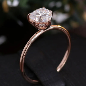 Anillo de Compromiso de Moissanita con Corte Corazón, Anillo de Oro Solitario para Mujer, Anillo de Promesa Romántico, Anillo de Boda Minimalista, Delicado - Product Image 4