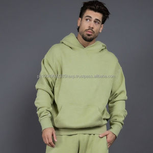 Sudaderas con capucha informales de secado rápido para hombre con logotipo personalizado 400 GSM 60% algodón 40% poliéster sudaderas con capucha de gran tamaño en blanco - Product Image 3