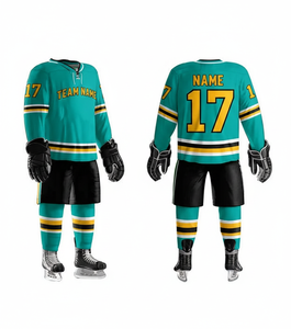 Uniforme de Hockey sobre Hielo Personalizado de Fábrica, Uniforme de Hockey sobre Hielo de Poliéster con Etiqueta Privada para Entrenamiento - Product Image 1