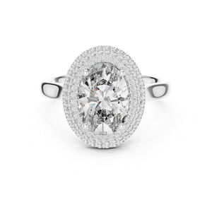 Anillo de Boda de Oro Blanco de 14K con Diamantes Cultivados en Laboratorio, Redondos y Ovalados, para Mujer |   Diamante Cultivado Nuevo - Product Image 1