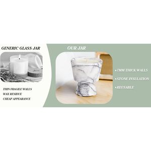 Bougie en cire de soja artisanale de luxe dans un récipient en marbre, non toxique, réutilisable, pot en pierre au design distinctif - 1 ensemble de bougies parfumées Story Stone - Product Image 3