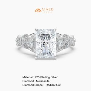 แหวนมอยซาไนต์ทรงเรเดียนท์คัทสีเงิน เครื่องประดับหมั้นสำหรับผู้หญิงสุดหรู ของขวัญวันครบรอบสุดหรู - Product Image 6