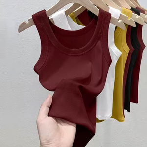 Women Solid O-Neck Ribbed Tank <b>Top</b> Casual Breathable Knitted Sleeveless Regular Length Cotton Front Hip Hop Eco-Friendly Quick - Product Image 5