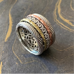 High Quality <b>Silver</b> 925 <b>Spinner</b> Handmade Textured <b>Ring</b> Trendy Style Wide Band <b>Ring</b> Fine Jewelry For Everyone - Product Image 3