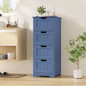 Bathroom <b>Storage</b> Cabinet Free Standing <b>Narrow</b> 4 Drawer Organizer for Entryway Living Room Bedroom Blue - Product Image 1