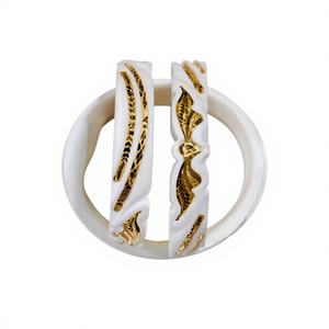 22K Solid Gold Vintage Trendy White Conch <b>Shell</b> Bangle Women Traditional Bengali Bridal Wedding Jewelry BIS Certified Authentic - Product Image 1