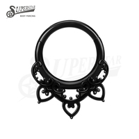 SUPERSTAR Anneau de nez clicker en acier inoxydable 316L, segment articulé ajouré filigrané, pour piercing septum, daith, hélix et bijoux de corps