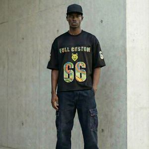 Conjunto de camiseta y pantalón corto de malla para hombre con logo personalizado, camiseta oversize holgada, conjunto deportivo de verano informal de dos piezas - Product Image 1