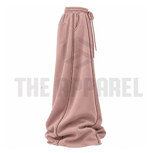 Buy 2026 Custom Embroidery Logo Oversized <b>Women</b> Cotton Knit Summer Flat Front Straight <b>Trousers</b> Double <b>Baggy</b> <b>women</b> - Product Image 6