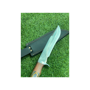 Trendiges Bowie-Jagdmesser aus Edelstahl mit Holzgriff und Lederscheide für Outdoor-Camping und Überlebenssituationen - Product Image 3