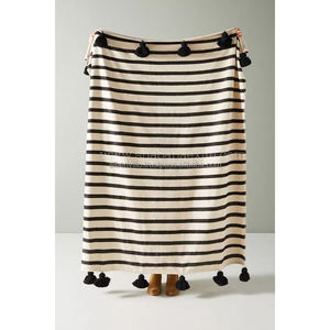 Minimal Decorative Boho Tufted Bedding <b>Throw</b> Blankets with <b>Tassels</b> & Striped Durable Lightweight Boho Tufted <b>Throw</b> Sofa Blankets - Product Image 4