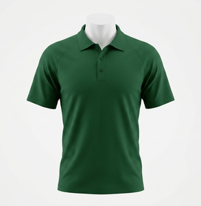 Men's Dark Green Polo <b>Shirt</b> Short Sleeve Turn-down <b>Collar</b> Regular Fit 100% Cotton Solid Color All Seasons - Product Image 1