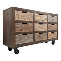 Meuble de rangement moderne en bois de manguier massif pour salon, 5+ tiroirs, roulettes, artisanal, durable, meubles pour la maison
