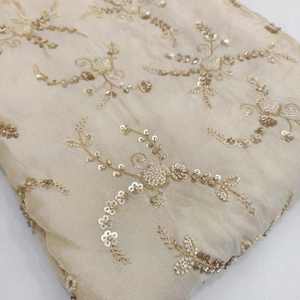 Tissu brodé perlé Dobby 100% soie pour robes de mariée, dentelle et vêtements pour filles - Fournisseur et fabricant sur mesure - Product Image 6
