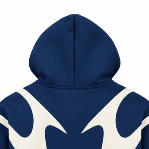 Navy Blue Contrast Panel Zip Up Hoodie Men Streetwear Full Zipper Long Sleeve Casual <b>Fleece</b> <b>Hooded</b> <b>Jacket</b> With Pockets - Product Image 4