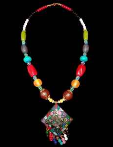 Collar de Cuentas Hecho a Mano con Cadena de Bambú y Ágata, Estilo Clásico, Artesanía Rawat, Hecho en India, Joyería de Aniversario para Hombre, NK-9367B - Product Image 1