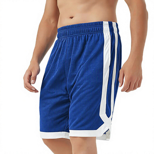 Pantalones Cortos de Baloncesto de Dos Tonos, Malla Azul Rey con Franjas Laterales Blancas, Ropa Deportiva para Hombre, Venta al por Mayor - Product Image 5