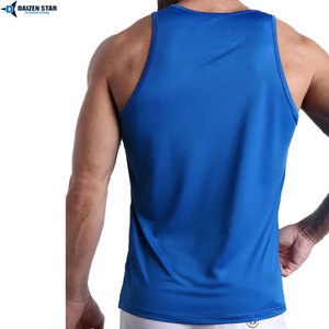 High Quality Men Gym Tank Top Eco-Friendly Breathable Crew Neck Customizable Quick Dry Polyester/Cotton Workout Shirt - Product Image 3