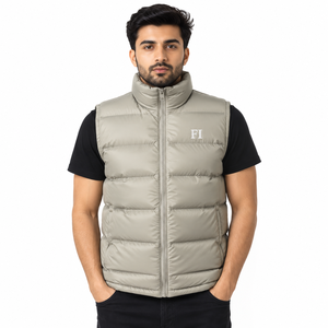 <b>Men</b>’s High Collar Puffer Vest <b>Jacket</b> <b>Lightweight</b> Sleeveless <b>Men's</b> <b>Jackets</b> Quilted Winter Wear Bodywarmer Custom Logo OEM B2B USA - Product Image 1