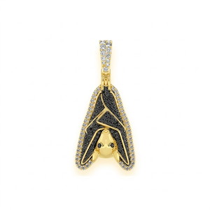 Colgante de Murciélago Personalizado con Diamantes Negros Cultivados, Joyería Hip Hop de Lujo, Chapado en Oro de 10K, Elegantes Colgantes de Animales - Product Image 1